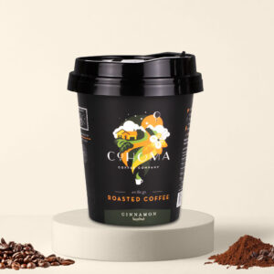 Cohoma Cinnamon Hazlenut on-the-go roasted coffee cup with freshly roasted AA+ Arabica coffee