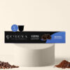 Original Custom Roast coffee capsules by Cohoma Coffee Company, showcasing a sleek black and blue box with a single capsule on display.